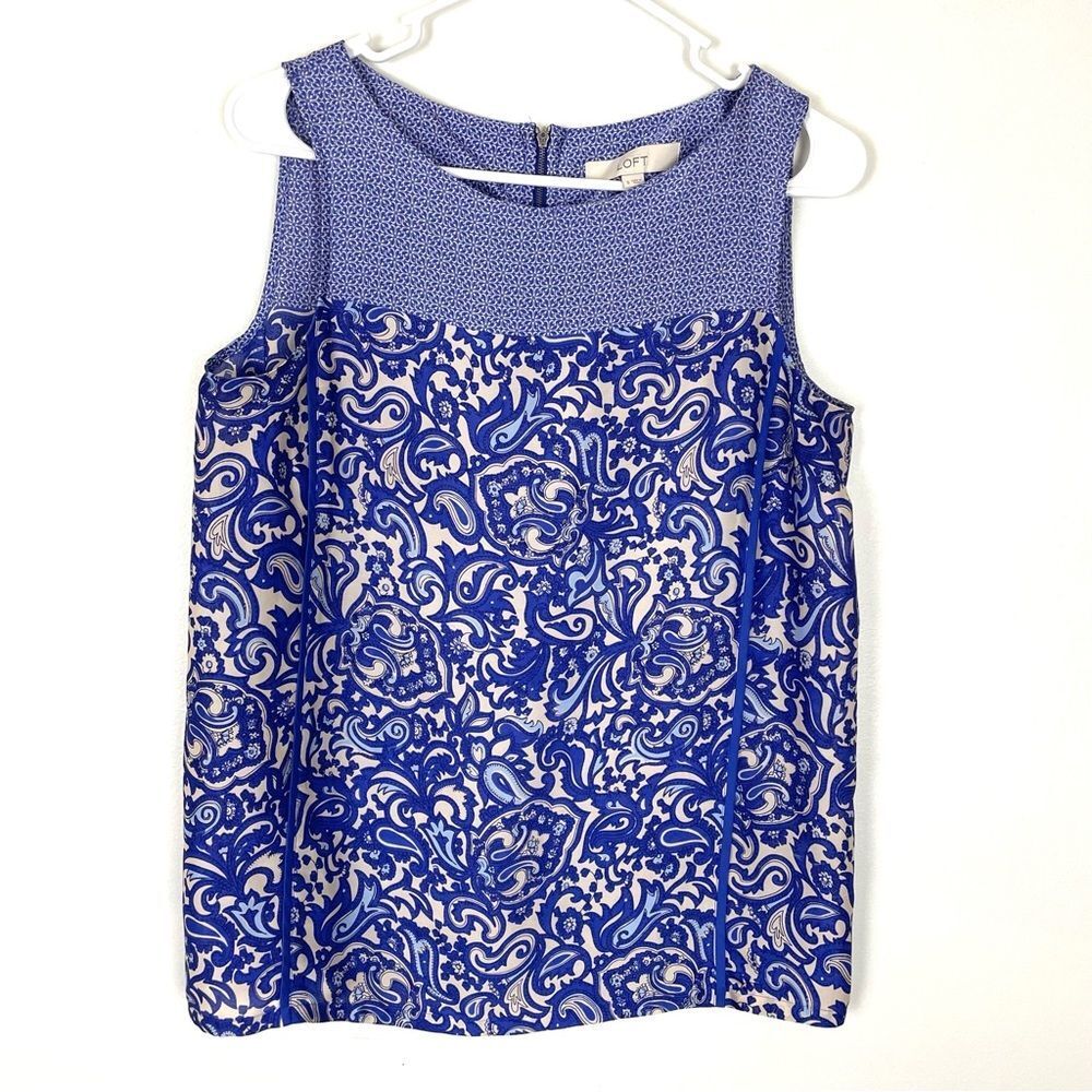 Loft Blue Paisley Print Blouse S